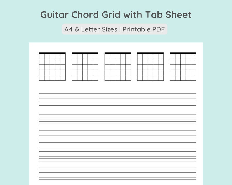 Guitar chord grid and tab music sheet blank guitar chord chart with