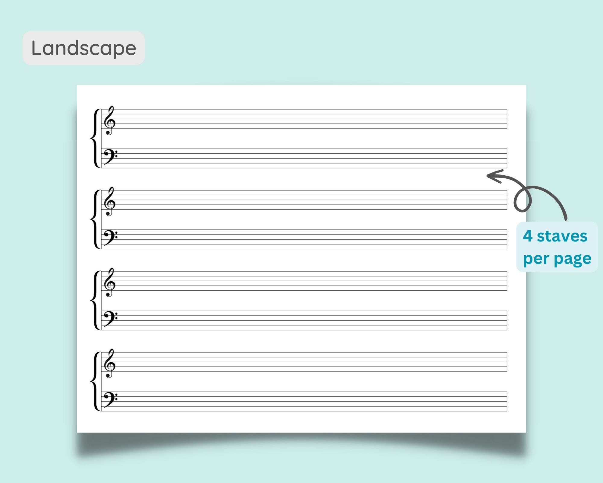Printable Sheet Music Paper Music Sheets Digital Manuscript Paper Piano Staff Portriat ...
