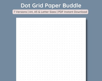Set of 14 Printable Dot Grid Paper | 42 Templates | DottedPage | 7 Dot Spacings  | With and Without Margin | A4, A5, Letter PDF Download