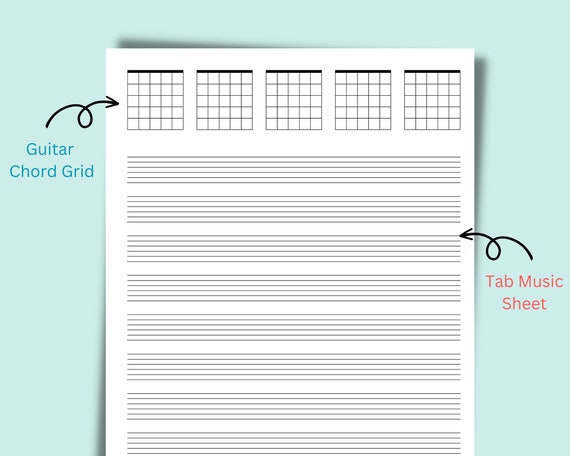 85 Feuilles Papier Tablature Guitare Vierges - Pour Composition Et Pratique - Papier Qualité, Sans Bavure - Format Portable