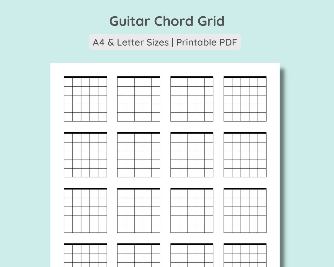 Guitar Chord Grid Sheet | Blank Guitar Chord Chart Paper | A4, Letter ...