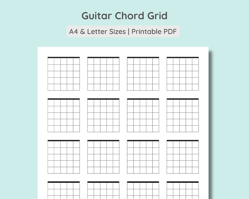 Hoja de cuadrícula de acordes de guitarra / Papel de tabla de acordes