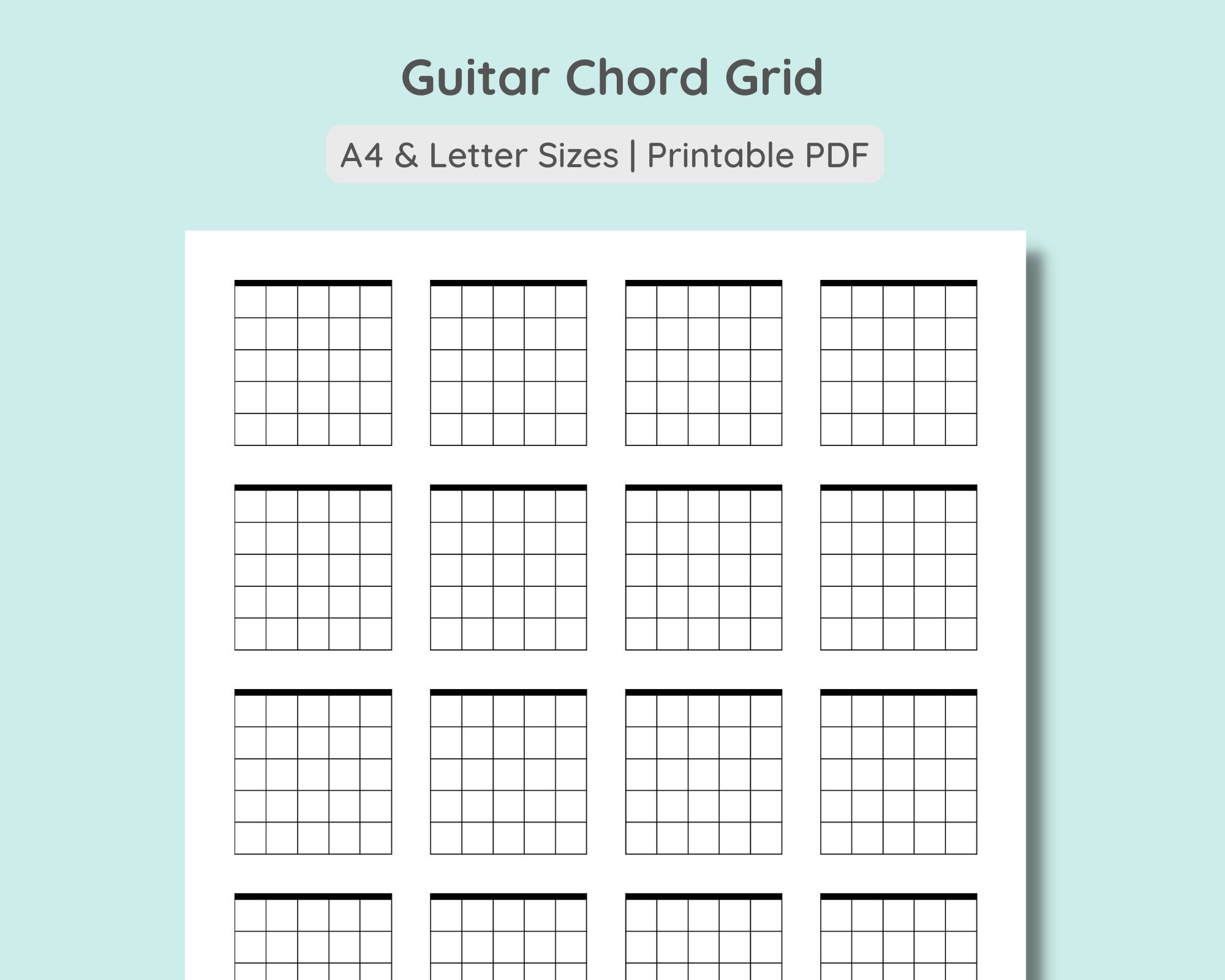 Guitar Chord Grid Sheet | Blank Guitar Chord Chart Paper | A4, Letter ...
