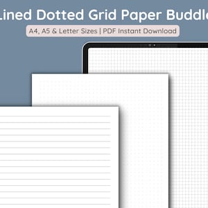 May include: Three different styles of printable grid paper in A4, A5, and Letter sizes. The paper includes lined, dotted, and grid patterns.