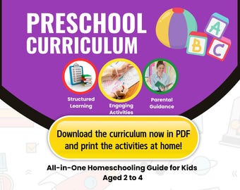 Preschool Curriculum with 298 Printable Activities – For Kids Ages 2-4 – Full 36-Week Learning Plan