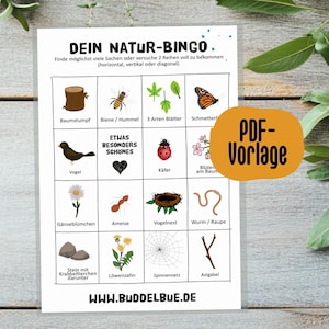Natur-Bingo - tolle PDF-Vorlage für Frühling & Sommer / Naturbingo für Kinder / Draußen-Spiele / Natur entdecken
