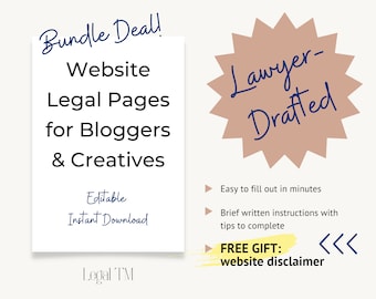 Website Legal Pages Bundle: Privacy Policy, Terms & Disclaimer (Digital Download)
