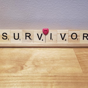 Breast Cancer Survivor Scrabble Shelf Decor Name Plate Gift, Breast Cancer Awareness, Breast Cancer Hero Gift, Pink Ribbon