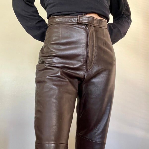 Brown Leather Pants Etsy