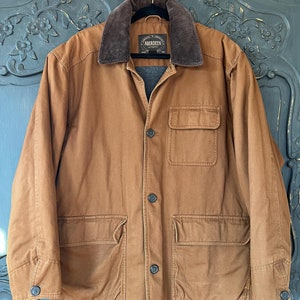 Vintage Aberdeen Men&#39;s Barn Coat | Khaki/Brown Canvas and Fleece | Size M