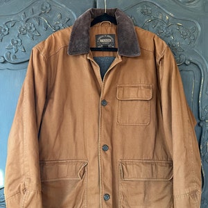 Vintage Aberdeen Men's Barn Coat | Khaki/Brown Canvas and Fleece | Size M