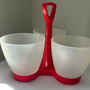 1970s Tupperware condiment caddy in red
