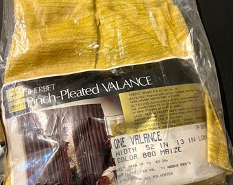 VERY RARE pair vintage pinch-pleated valances in golden maize