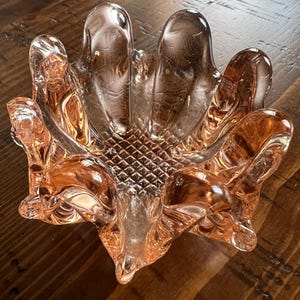 Vintage Pink Art Glass Trinket Dish