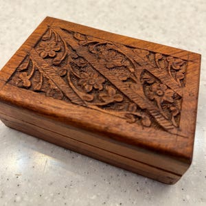 Hand-carved wooden box