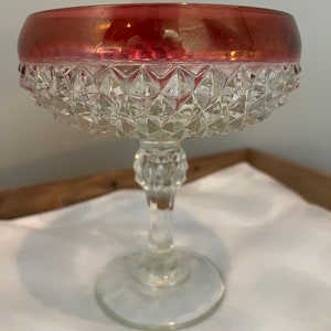 Indiana Glass diamond point ruby compote dish