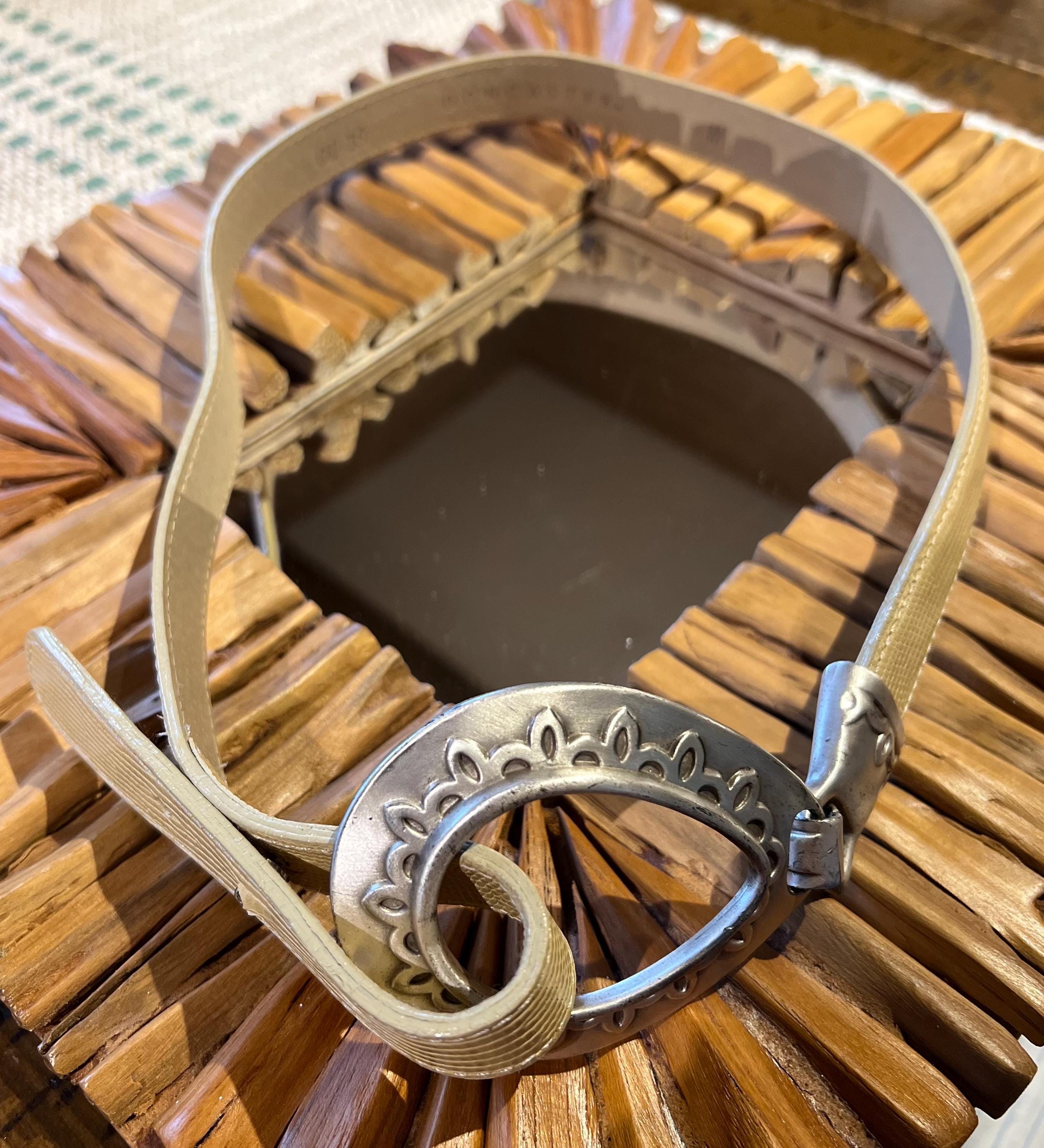 DONCASTER Vintage 80’s Gold & Silver Interlocking Unique Leather Belt Rare Fun Vintage Doncaster Tan Leather Belt With Silver Buckle - Etsy main image 3