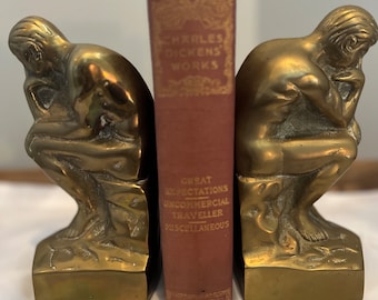 Mid-century brass”The Thinker” bookends