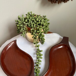 1970s Carved Leaf Wood Serving Bowls