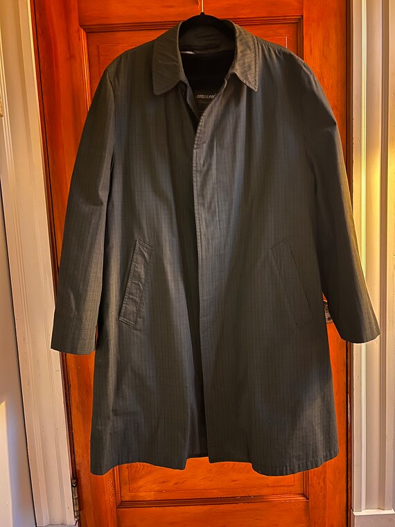 Vintage olive green plaid London Fog trench coat