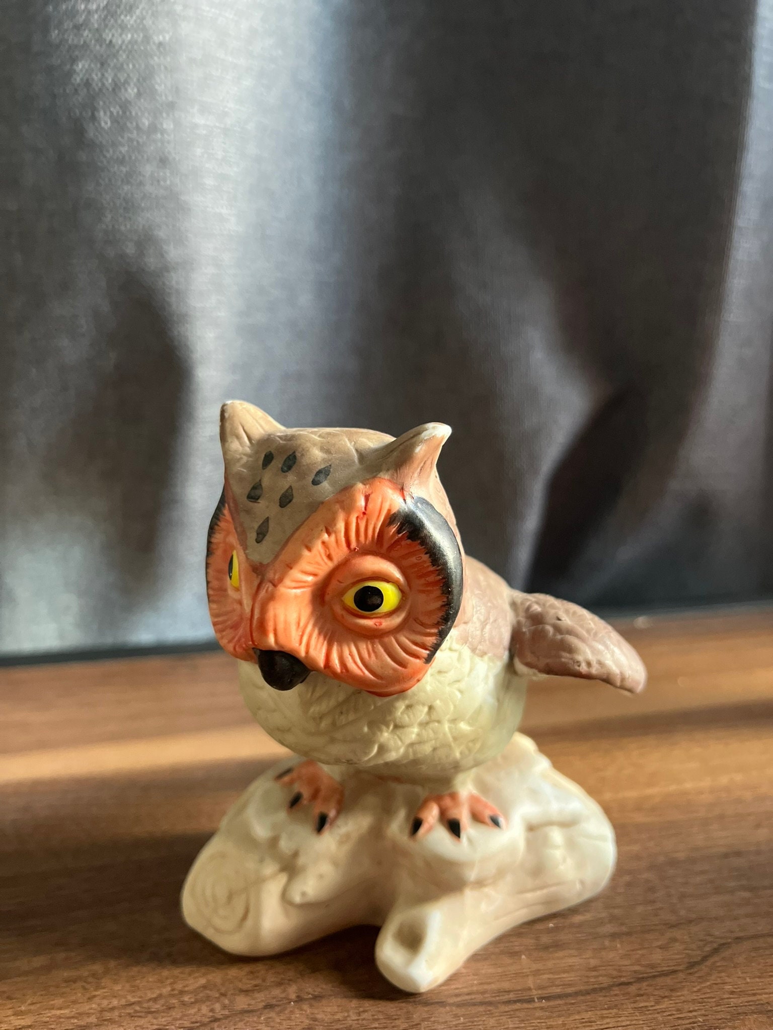 Vintage MCM Chalkware Owl Ceramic Figurine Made in Taiwan
