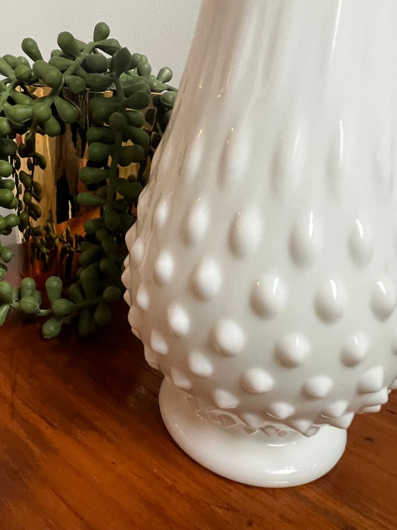 Vintage Fenton Hobnail Milk Glass Swung Vase Etsy