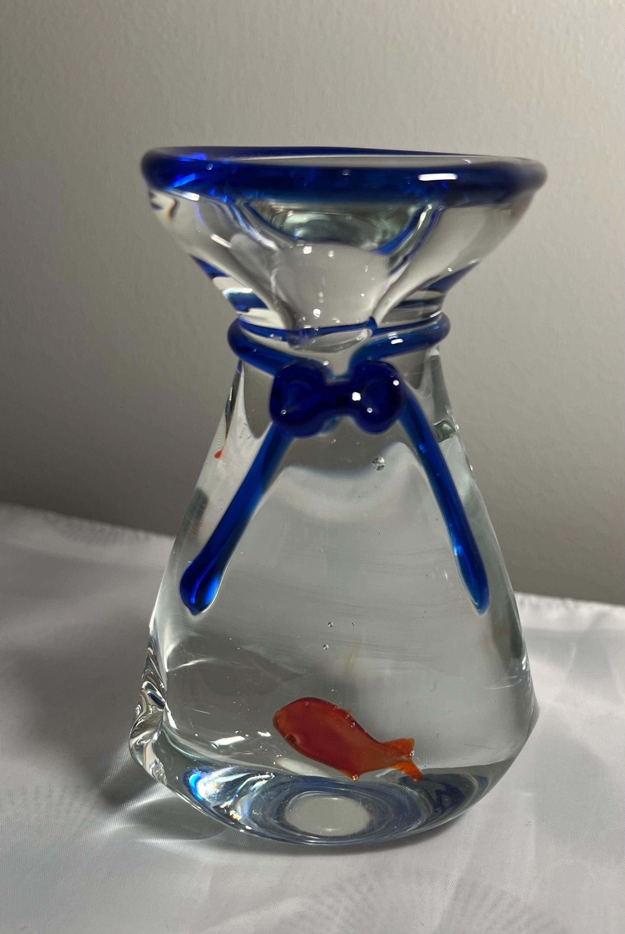 Vintage Art Glass Fish in Bag Paperweight