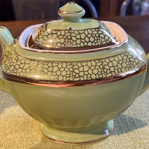 Vintage Hall Theepot met 6 kopjes Groen in patroon #00102