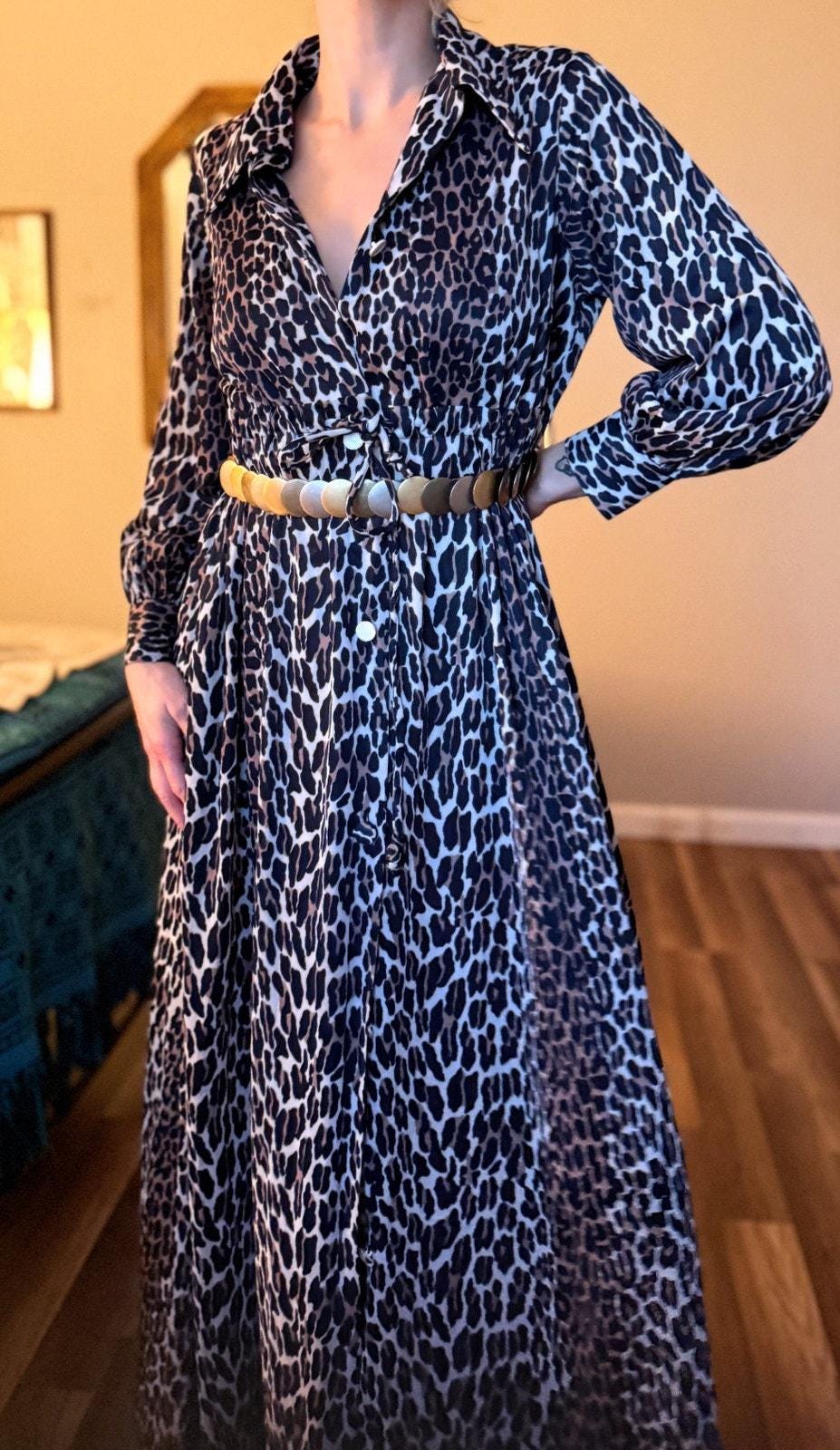 70's Leopard Dress - Etsy