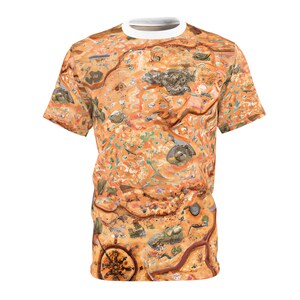 Diseño de aventura, estilo abstracto, camiseta cortada y cosida unisex