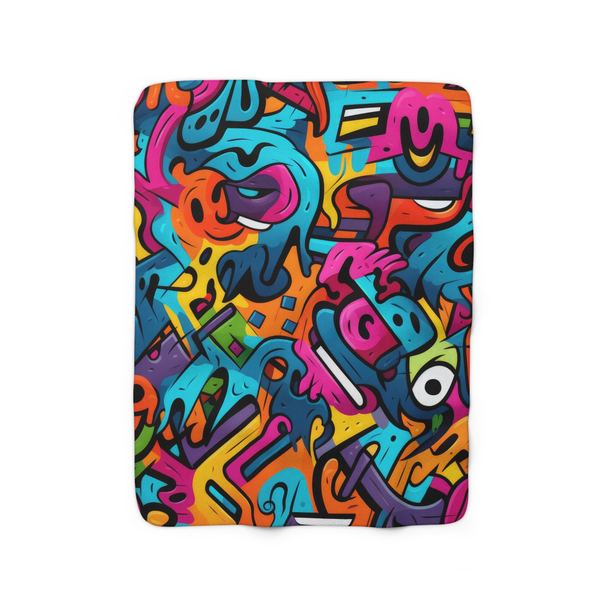 Graffiti Hiphop White And Yellow Crown Print Blanket