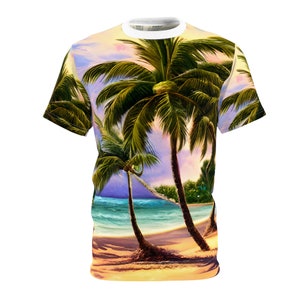 Palms and Beach, Beach Style, Abstract Style,  Unisex Tee