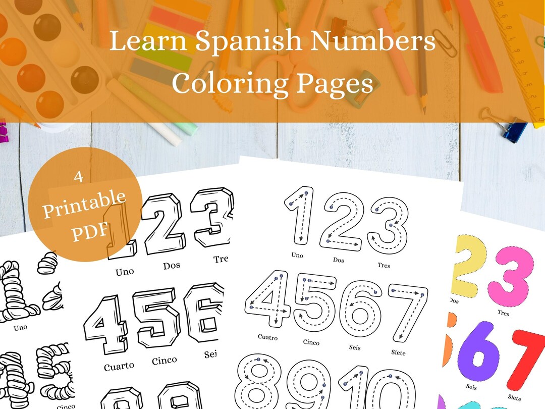 Spanish Numbers Coloring Pages for Kids, Fun Coloring Sheets, Spanish