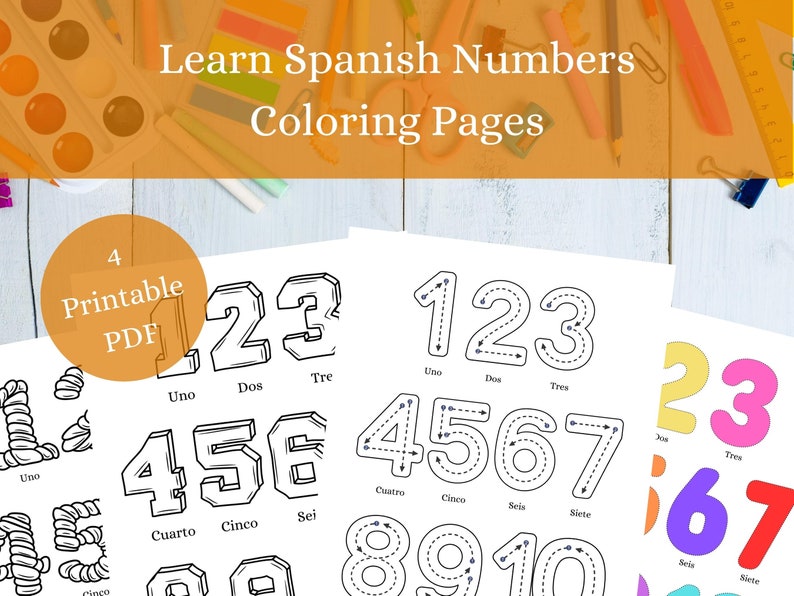 Spanish Numbers Coloring Pages for Kids, Fun Coloring Sheets, Spanish ...