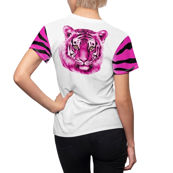 Empowerment in Style: Boss of the Jungle Tshirt with Pink Tiger Graphic" Women's Cut & Sew Tee (AOP)