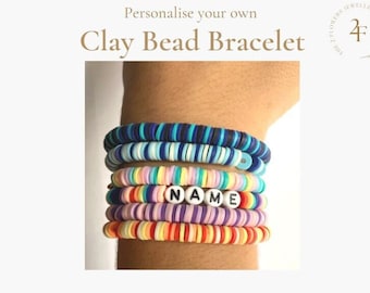 Personalised Clay Bead Bracelet for Kids and Teens