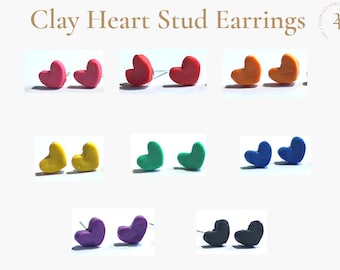 Clay Heart Stud Earrings