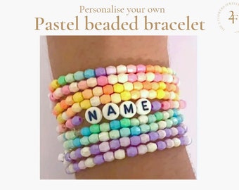 Personalised pastel beaded bracelet for kids and teens