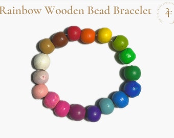 Rainbow Wooden Bead Bracelet
