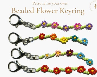 Personalised Beaded Flower Keychain