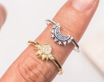 Celestial Sun & Moon Ring Set