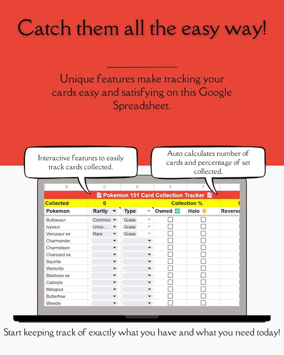 Pokmon Card Collection Tracker | Google Sheets + Printable (Digital Download) Pokmon Card Collection Tracker | Google Sheets + Printable (Digital Download)