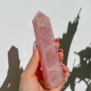 Gemmy Rose Quartz Tower, 5.5”/320g