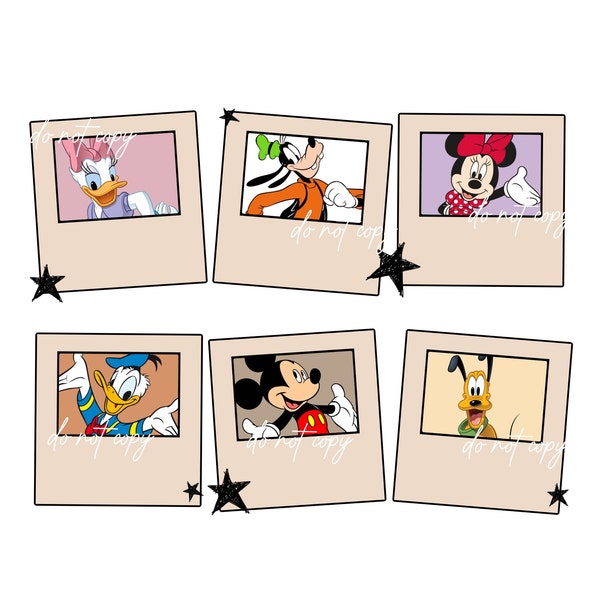 Mickey Mouse and Friends Polaroid Picture PNG Digital File Design Vintage Retro Trendy