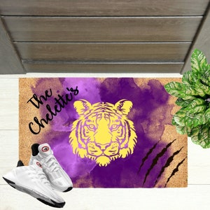 Personalized Louisiana Doormat, Decor for Tiger Fan, Customized  Welcome Mat, Football Gift For Men, Doormat For Mancave, College Football