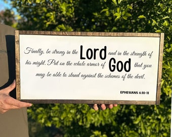 Be strong in the Lord, Armor of God, Christian wall art, Christian sign, Christian decor, Ephesians 6, Scripture sign, Church Wall Decor