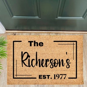 Last Name Doormat, Personalized Wedding Gift,  Family Name Door Mat, Custom Doormat, Anniversary Gift, Personalized Housewarming Gift