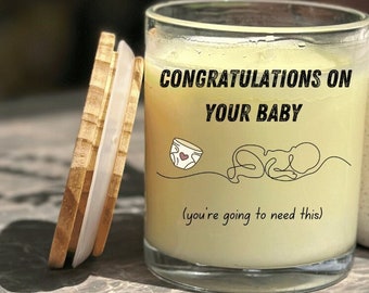 Congratulations On Your Baby, Gift For Baby Shower, Funny Gift For New Parent, Gift For Couple, Nursery Decor, Candle With Funny Saying