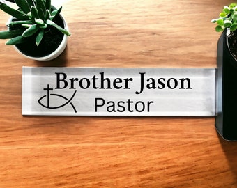 Name Plate for Pastor, Desk Name Plate for Pastor, Pastor Appreciation Gift, Personalized Gift for Preacher, Seminary Graduation Gift