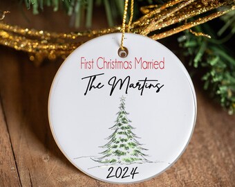 First Christmas Married Ornament, Mr Mrs Ornament, Personalized Wedding Gift, Newlywed Christmas Gift, Our First Christmas Ornament